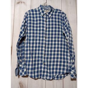 Timberland Shirt Men's Medium Blue White‎ Gingham Button Front Long Sleeve